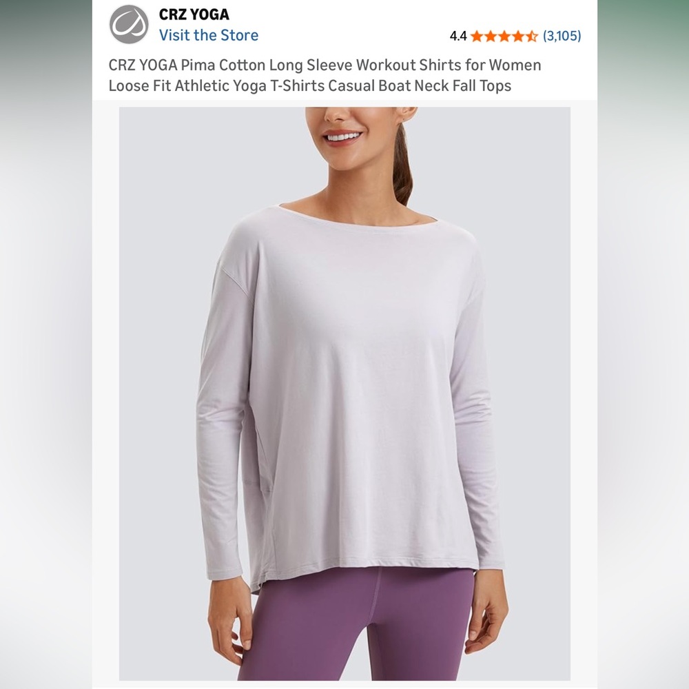 CRZ YOGA Lavender Long Sleeve Tee